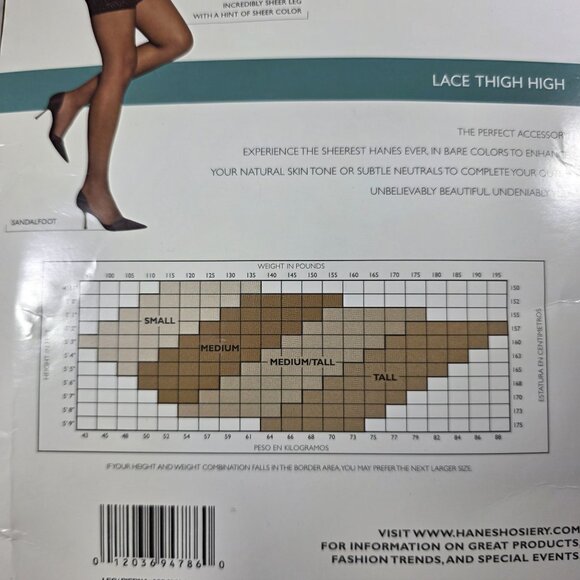 Hanes Absolutely Ultra Sheer Lace Thigh Highs Medium Barely There Nylon Hosiery - Picture 5 of 5